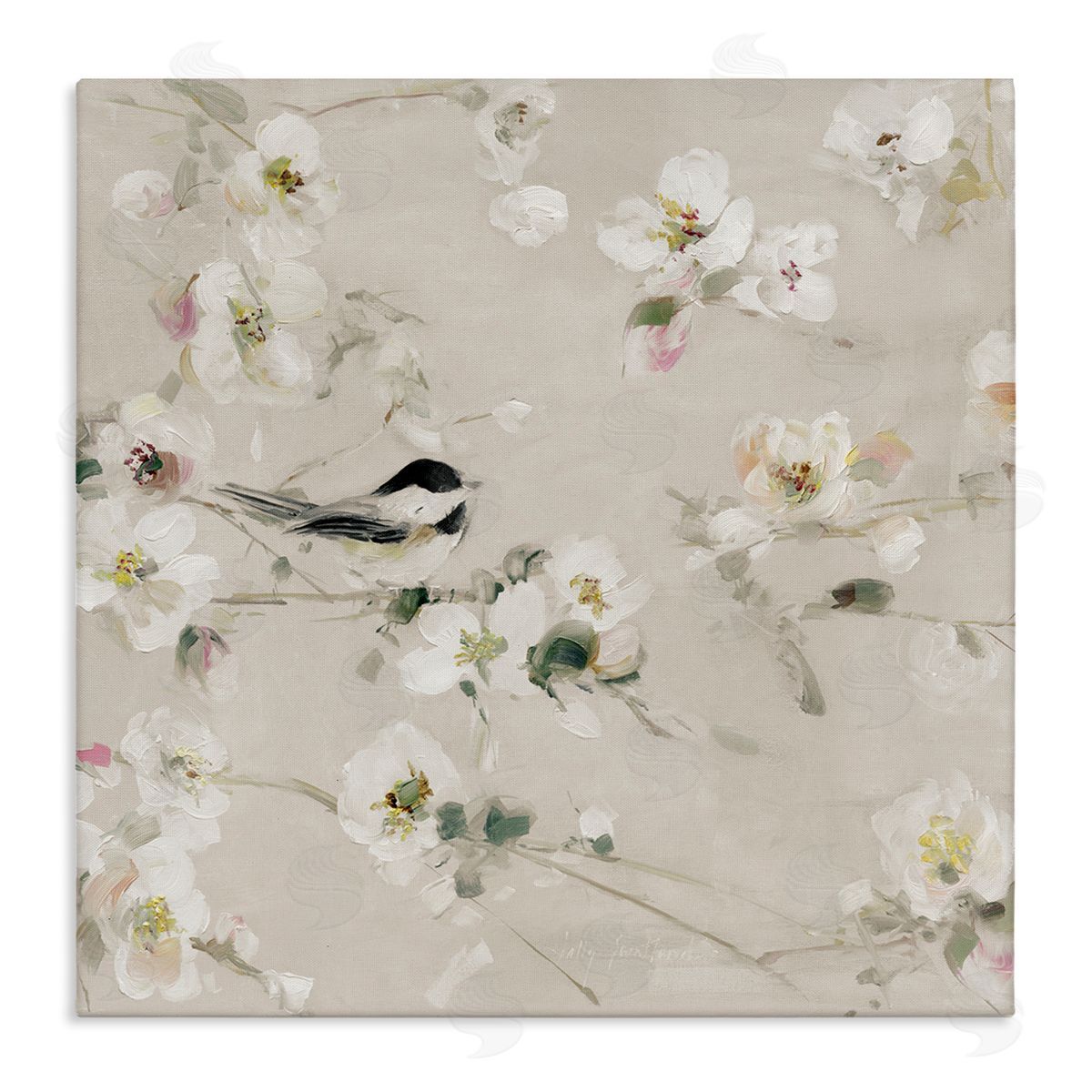 Sally Swatland Soft Apple Blossom Bird Canvas Wall Art