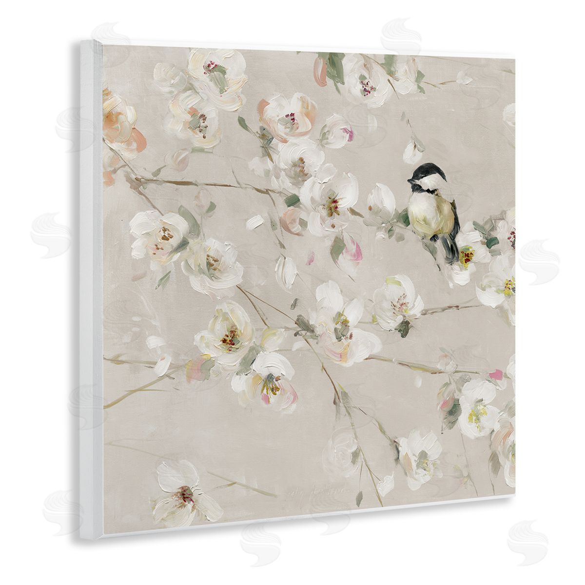 Sally Swatland Beige Bird & Flowers Wall Plaque Artside_