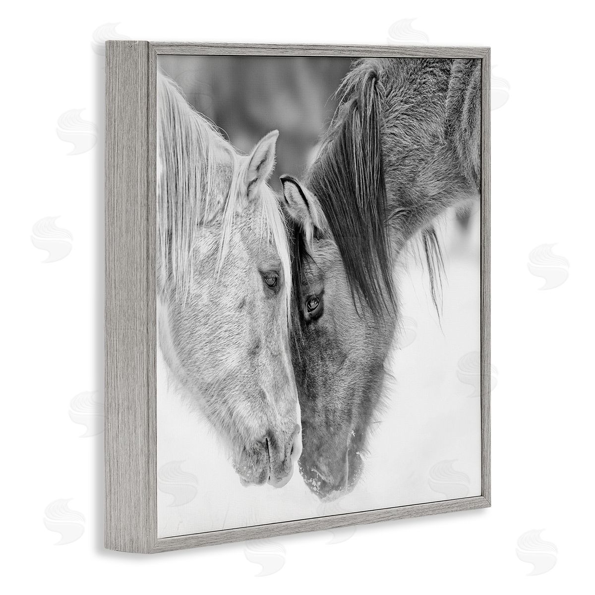 PH Burchett Horse Hug Photography Gray Framed Giclee Wall Artside_