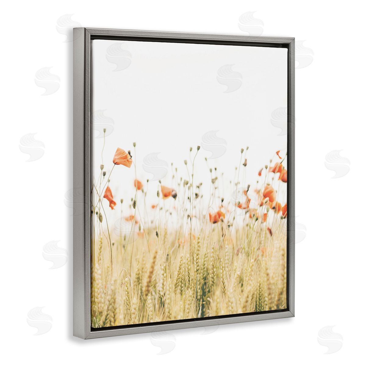 Krista Broadway Rural Poppy Meadow Gray Floater Frame Canvas Artside_