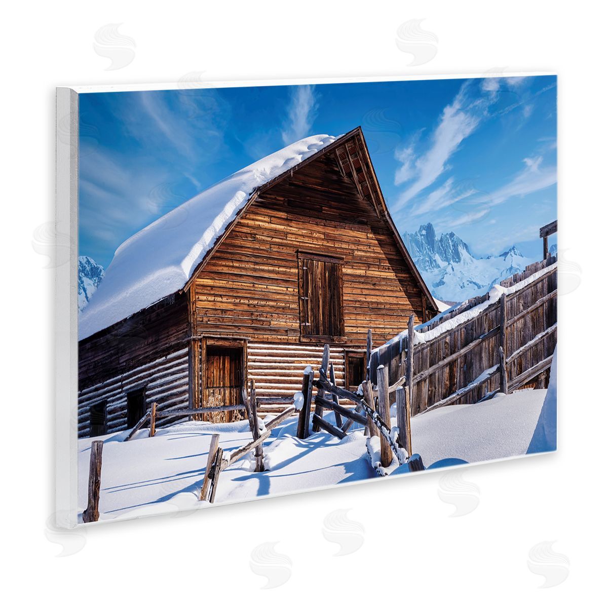 Beth Sheriden Winter Log Cabin Photography Wall Plaque Artside_