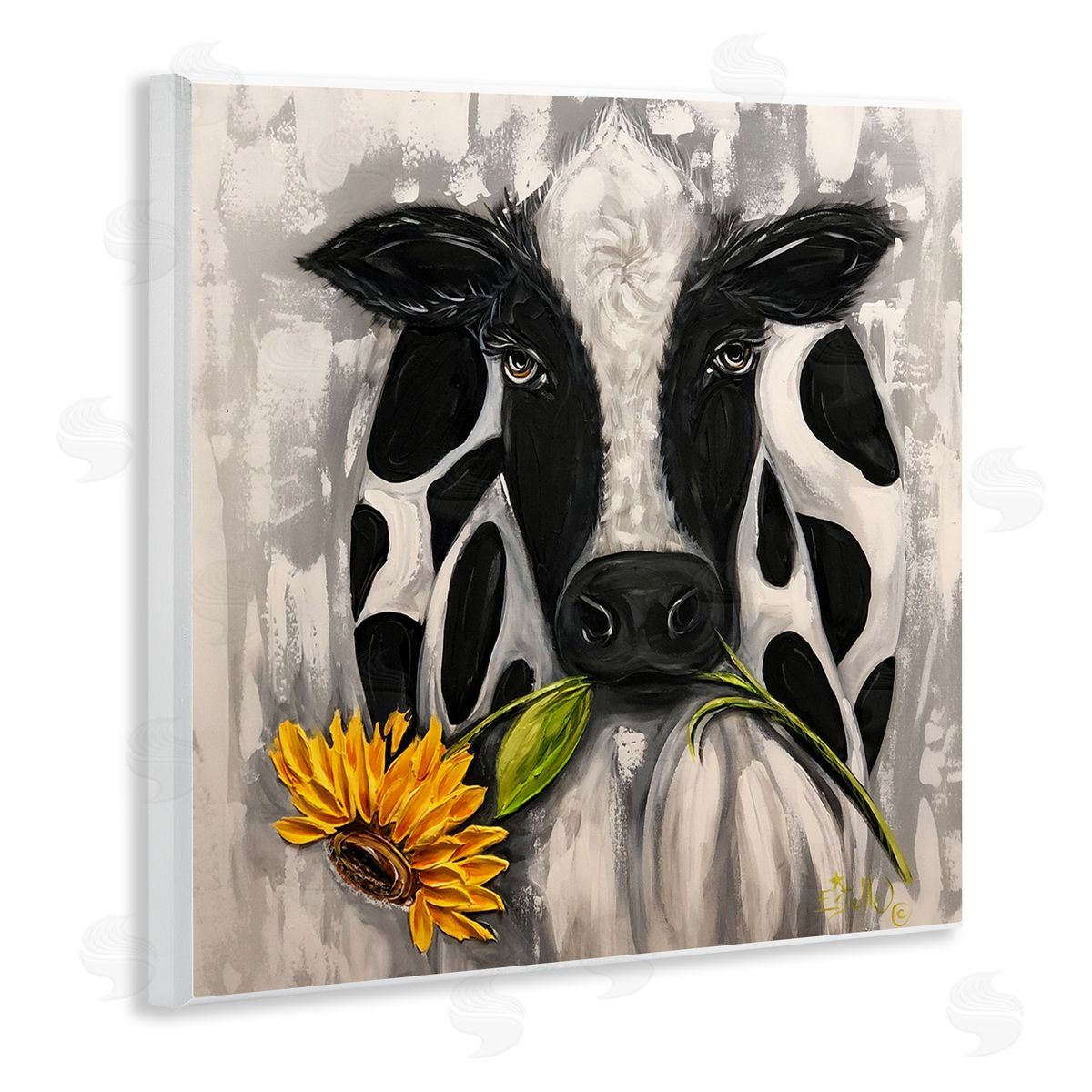 Estelle Grengs Cow & Sunflower Painting Wall Plaque Artside_