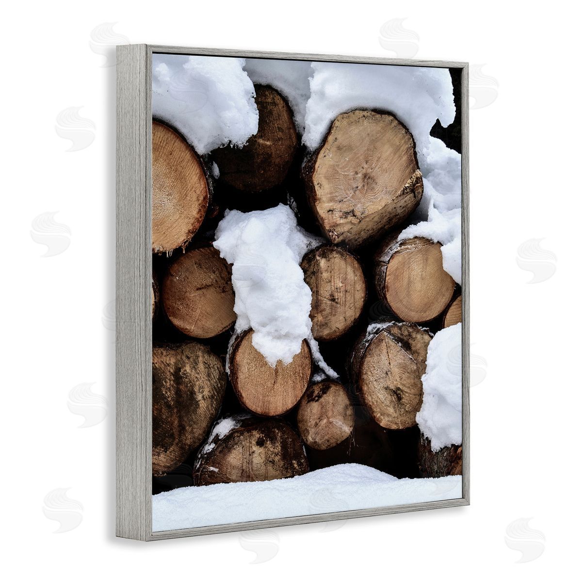 Incado Winter Snowy Logs Gray Framed Giclee Wall Artside_