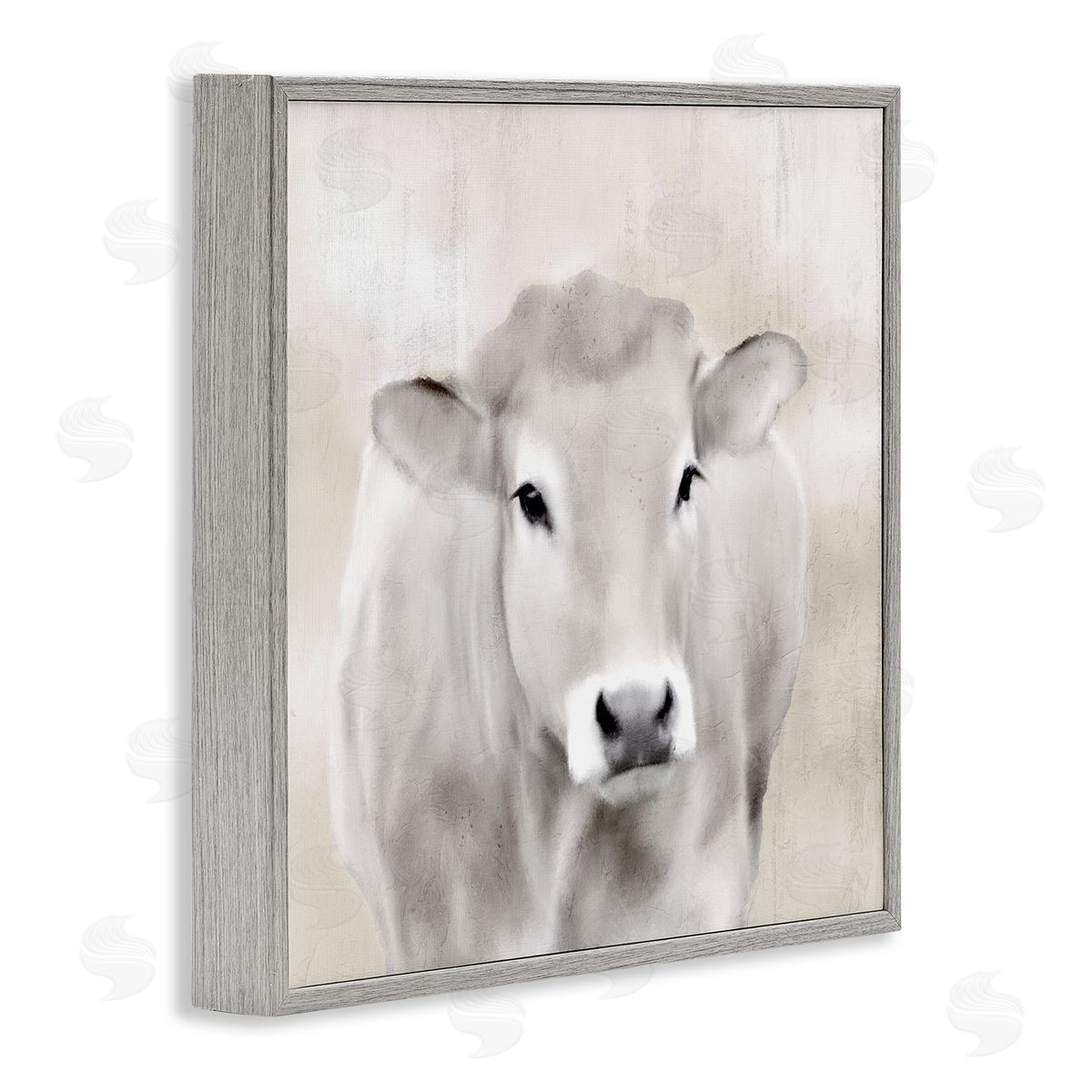 Kim Allen Soft Cattle Portrait Gray Framed Giclee Wall Artside_