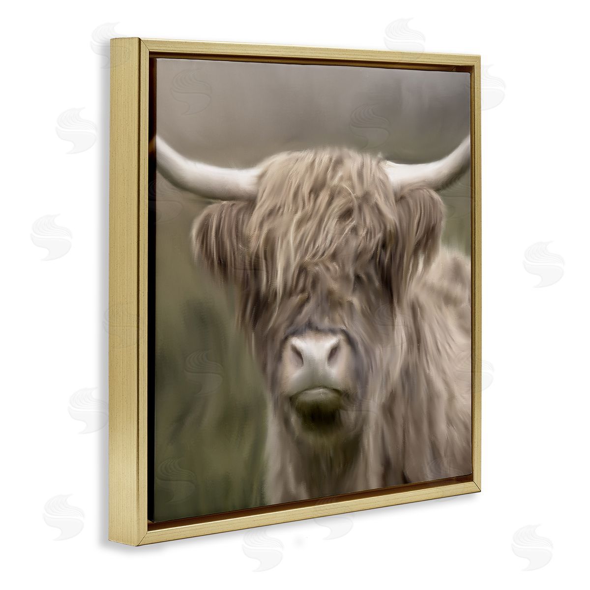Kim Allen Soft Highland Cow Gold Floater Frame Canvas Artside_