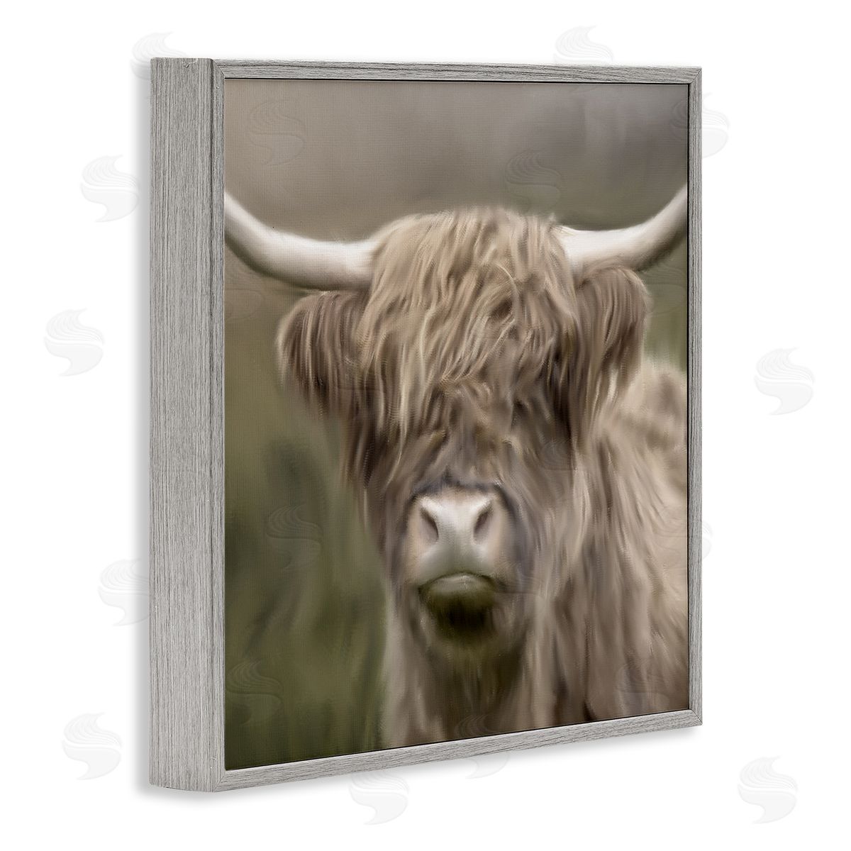 Kim Allen Soft Highland Cow Gray Framed Giclee Wall Artside_