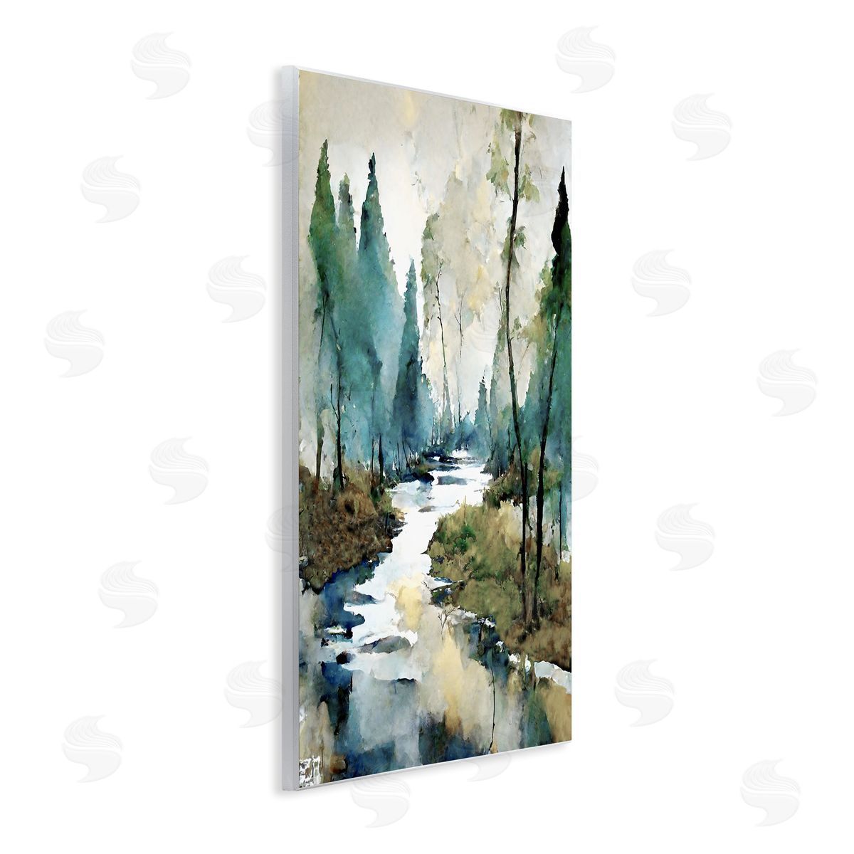 Watercolor Creek Landscape Wood Plaque Wall Art, Home Decor by Ray Powers