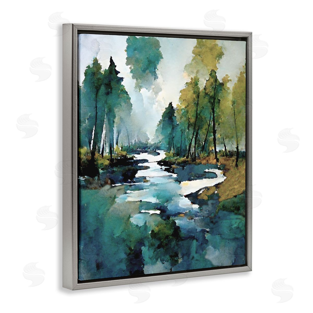 Ray Powers Woodland Creek Painting Gray Floater Frame Canvas Artside_