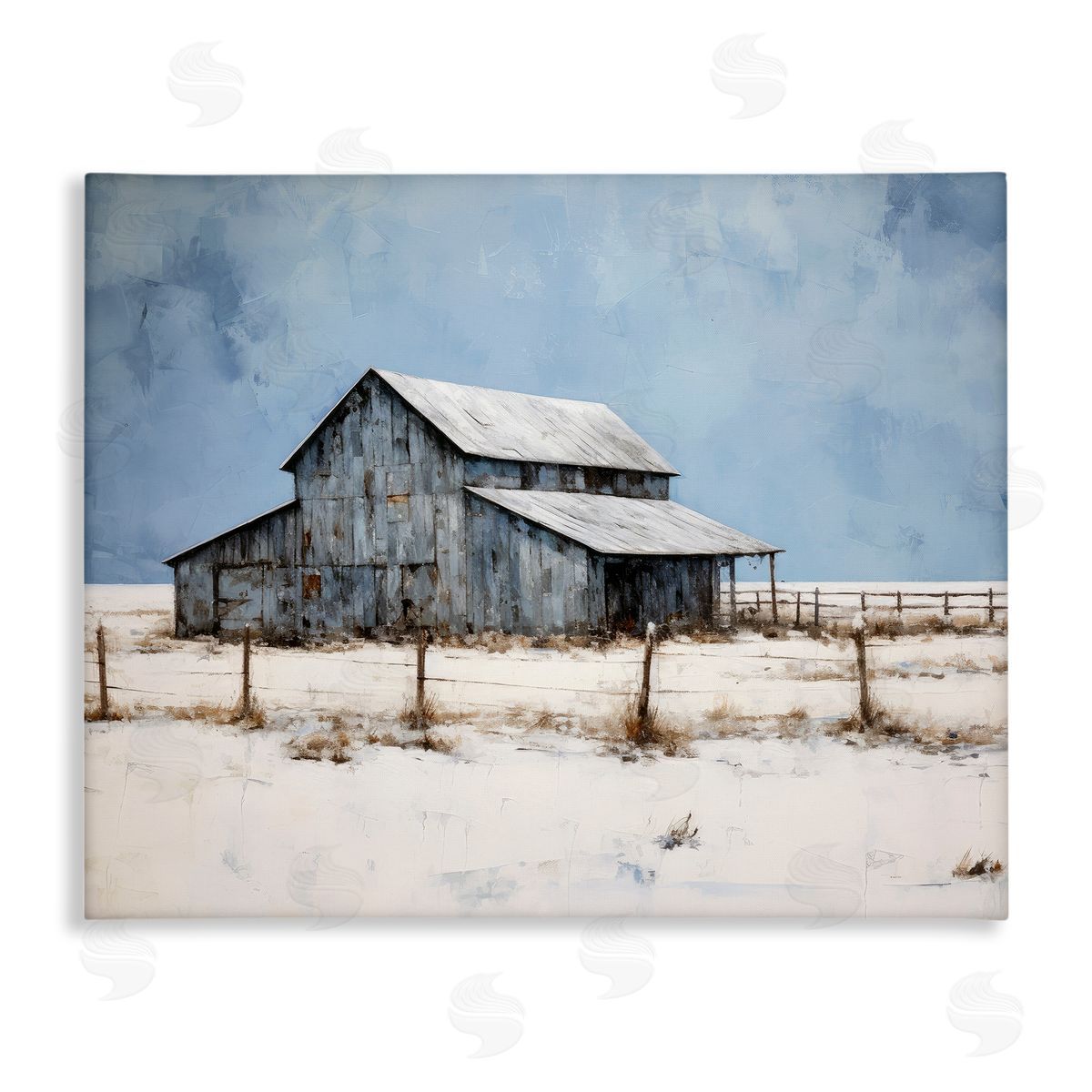 Ray Powers Winter Barn Landscape Canvas Wall Art