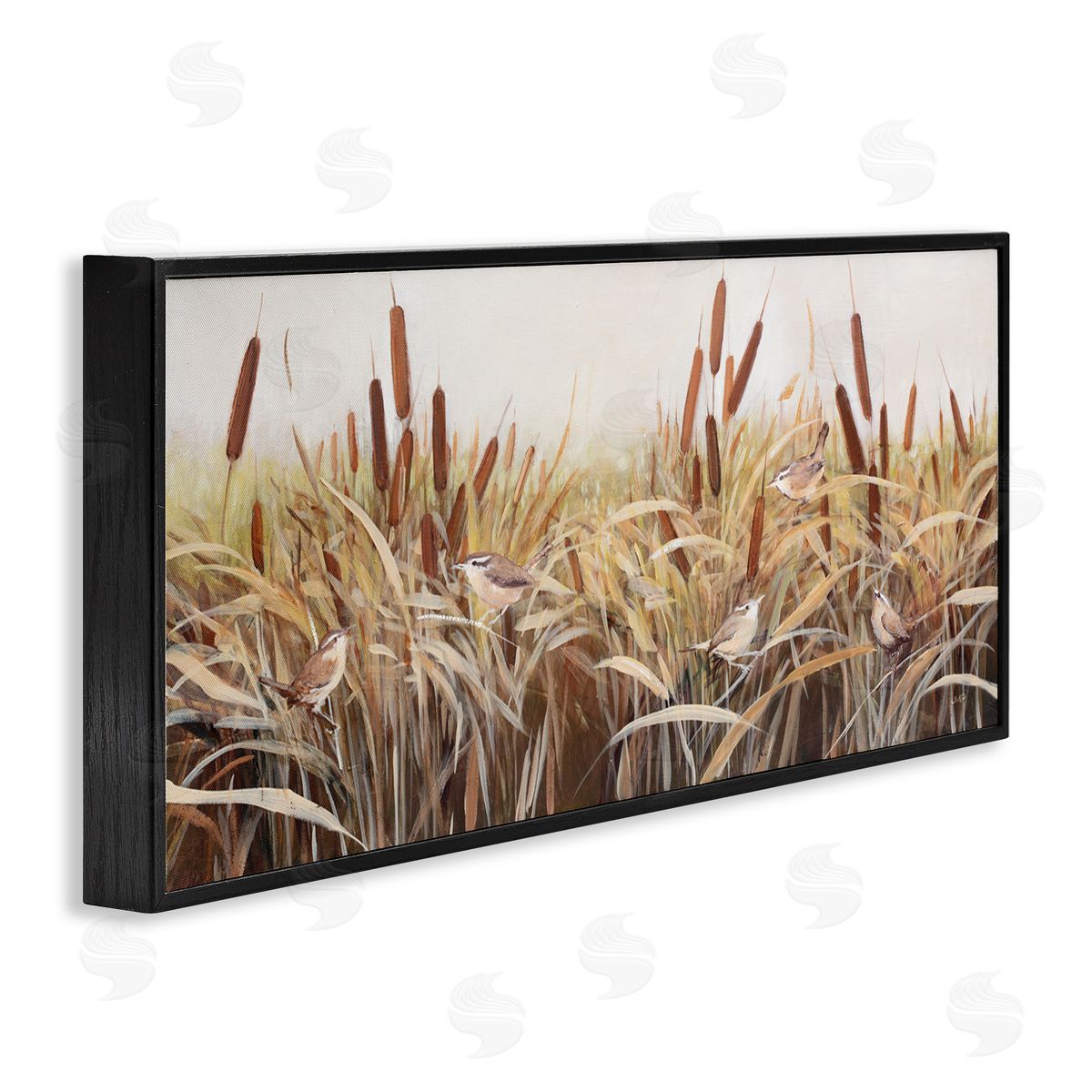 Julia Purinton Birds Among Country Reeds Black Framed Giclee Wall Artside_