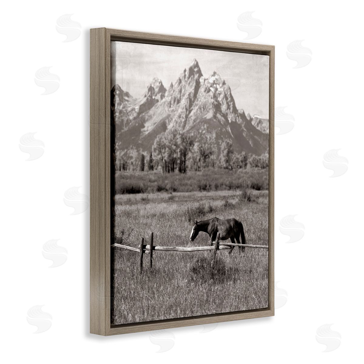 Daniel Sproul Horse & Mountain Scenery Brown Floater Frame Canvas Artside_