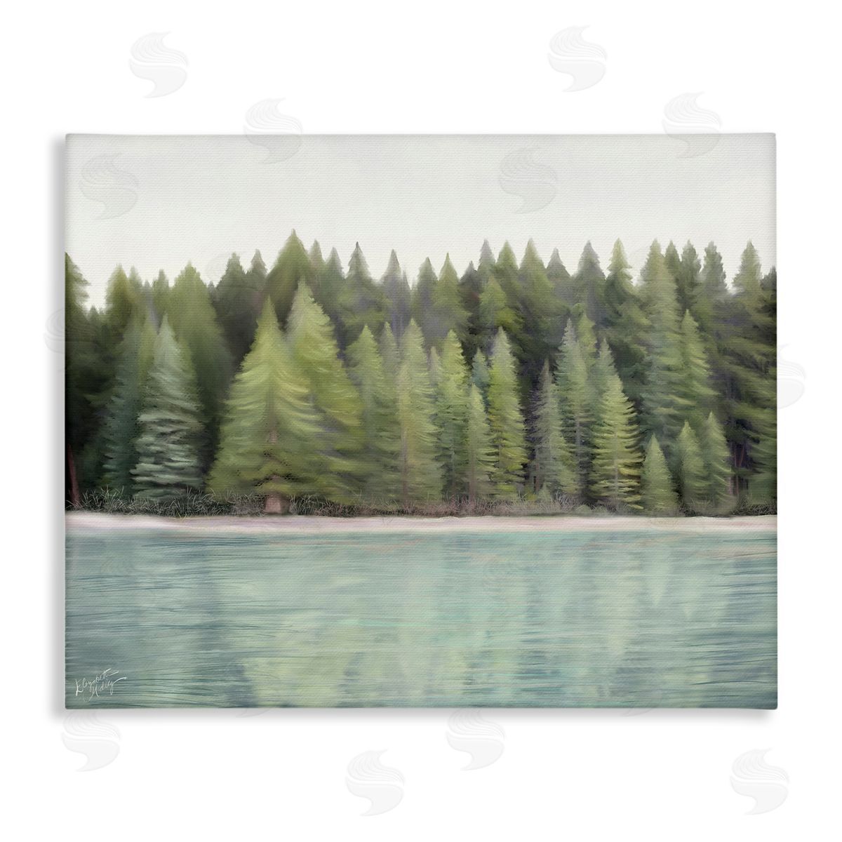 Elizabeth Medley Woodland Lake Shore Canvas Wall Art