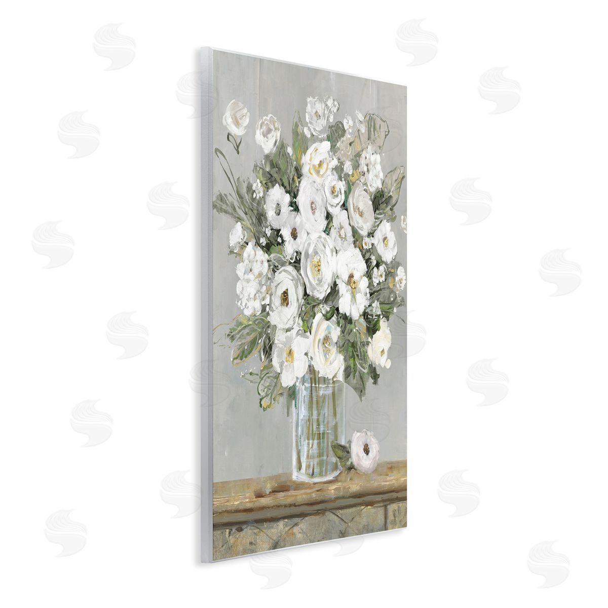 Sally Swatland White Bouquet Painting Wall Plaque Artside_