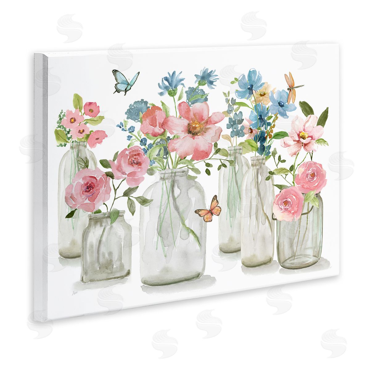 Nan Pink & Blue Flowers Wall Plaque Artside_