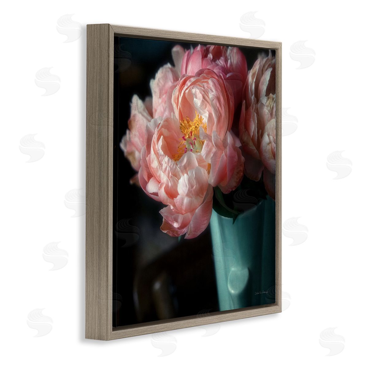 Debra Van Swearingen Pink Peony Photography Brown Floater Frame Canvas Artside_