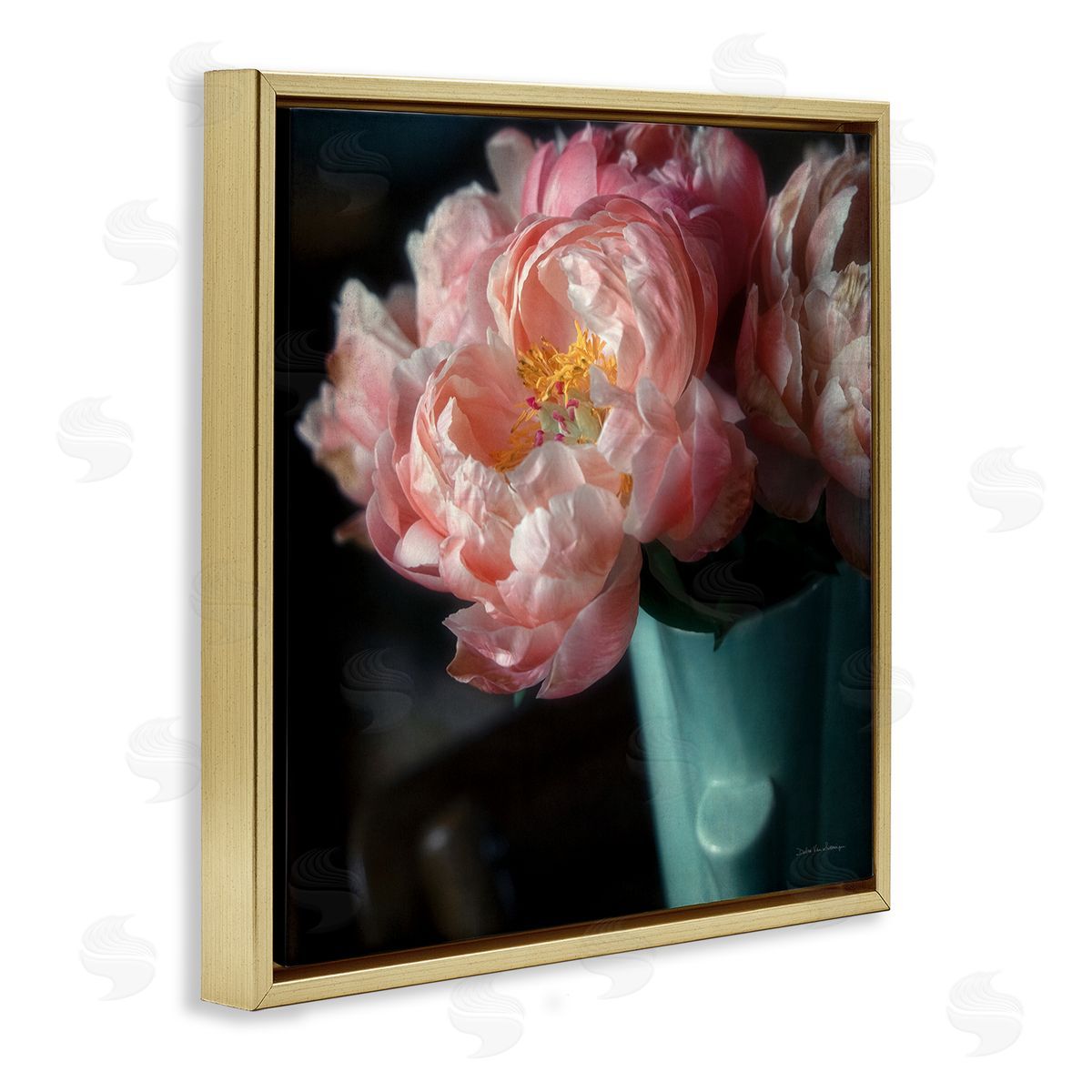 Debra Van Swearingen Pink Peony Photography Gold Floater Frame Canvas Artside_