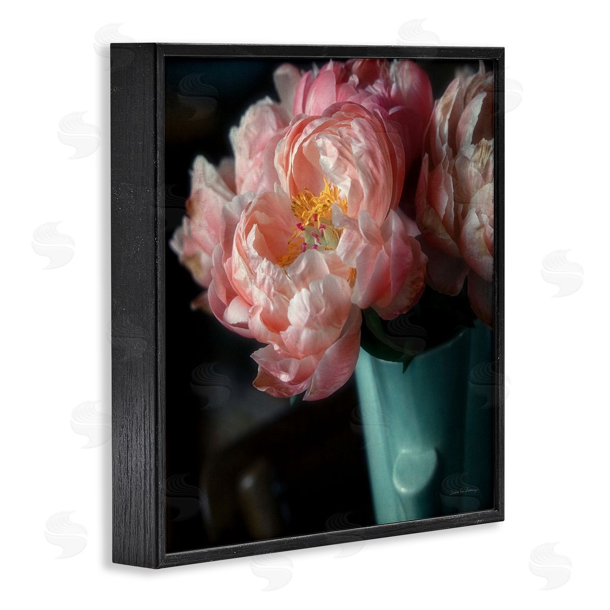Debra Van Swearingen Pink Peony Photography Black Framed Giclee Wall Artside_