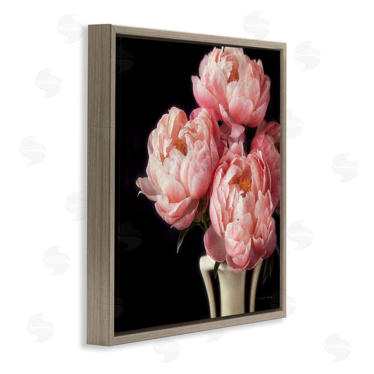 Debra Van Swearingen Three Peonies Photography Brown Floater Frame Canvas Artside_