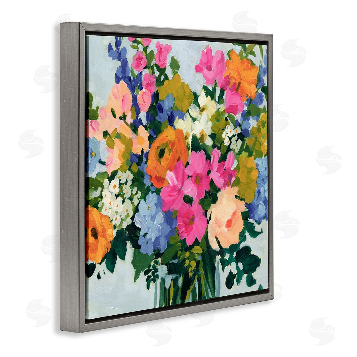 Victoria Barnes Vivid Bouquet Blooms Gray Floater Frame Canvas Artside_