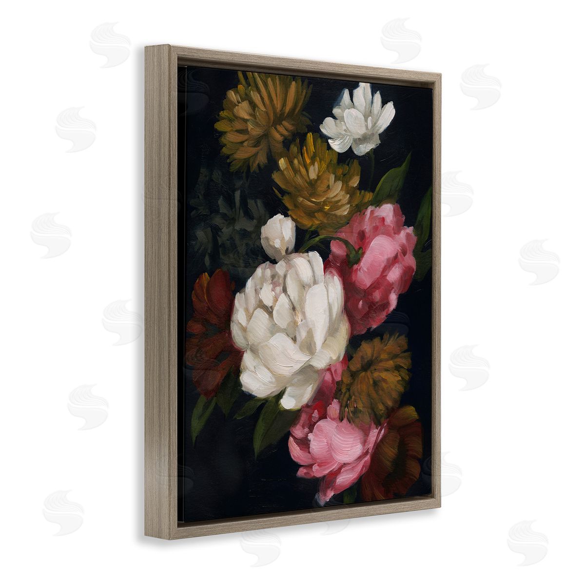 Grace Popp Peony Flower Arrangement Brown Floater Frame Canvas Artside_