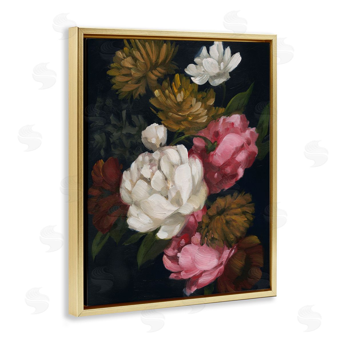 Grace Popp Peony Flower Arrangement Gold Floater Frame Canvas Artside_