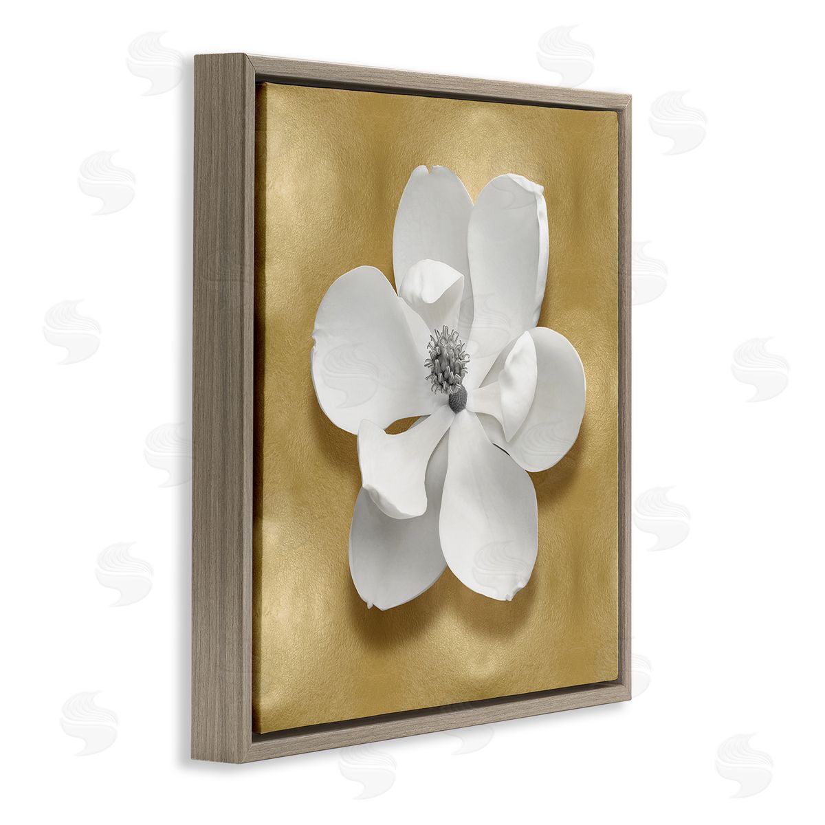 Caroline Kelly White Apple Blossom Brown Floater Frame Canvas Artside_