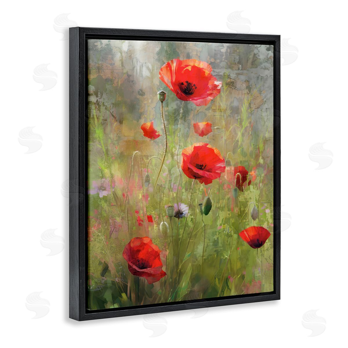 Enrico McGarrigle Abstract Red Poppies Black Floater Frame Canvas Artside_