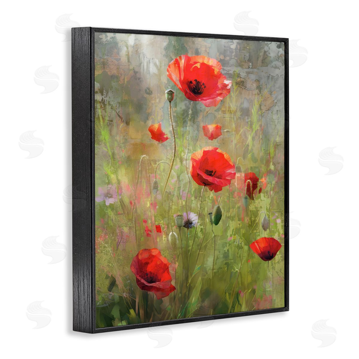 Enrico McGarrigle Abstract Red Poppies Black Framed Giclee Wall Artside_