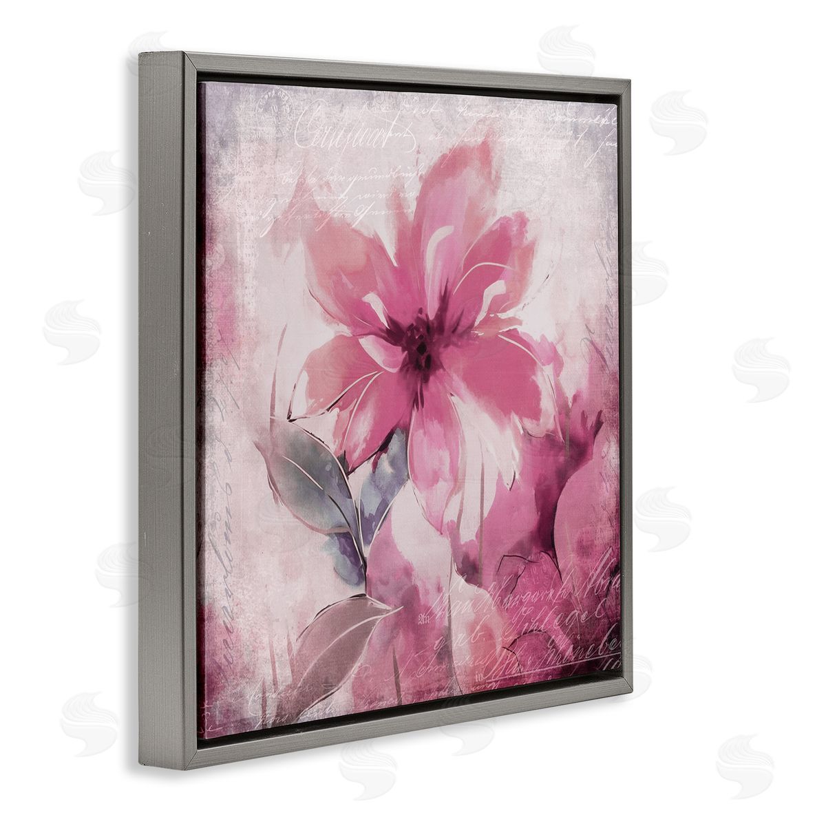 Andrea Haase Vintage Pink Florals Gray Floater Frame Canvas Artside_