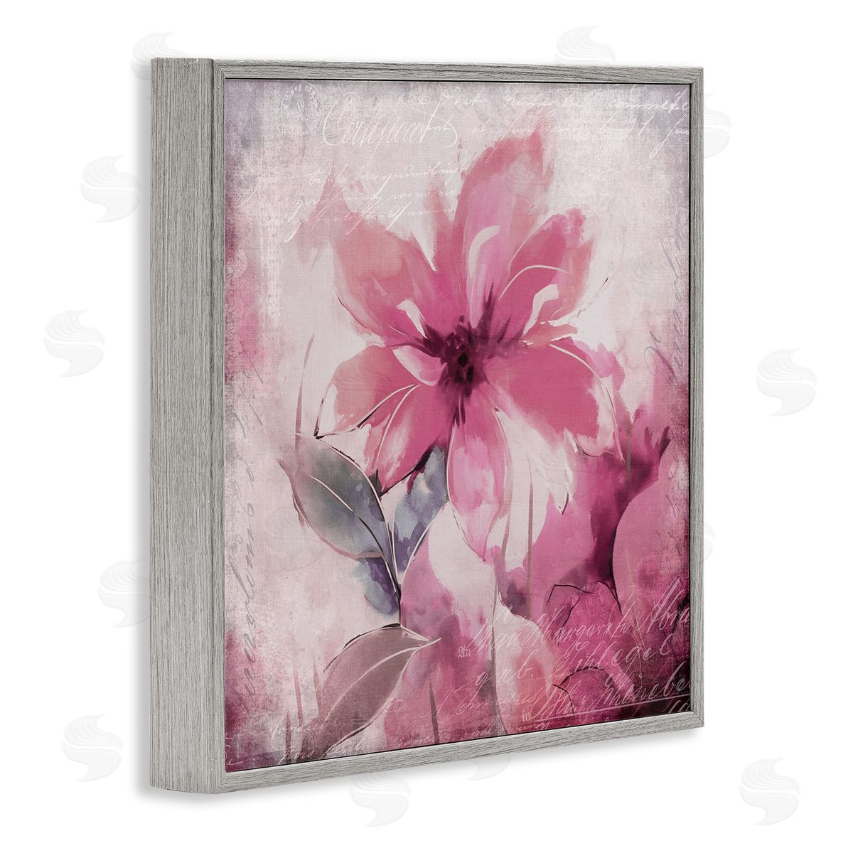 Andrea Haase Vintage Pink Florals Gray Framed Giclee Wall Artside_