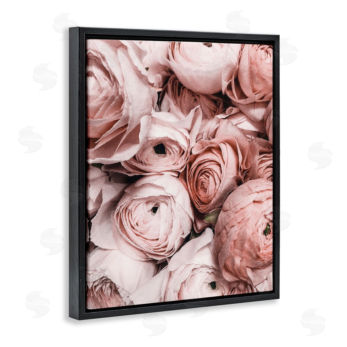 Pink Muted Peonies Black Floating Frame Canvas Wall Art, Home Decor by Incado