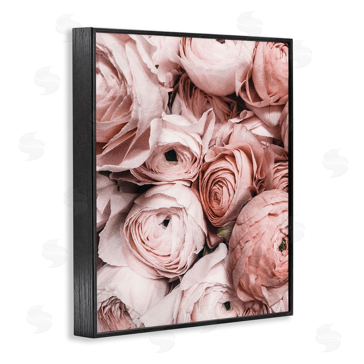Pink Muted Peonies Black Frame Print Wall Art, Home Decor by Incado