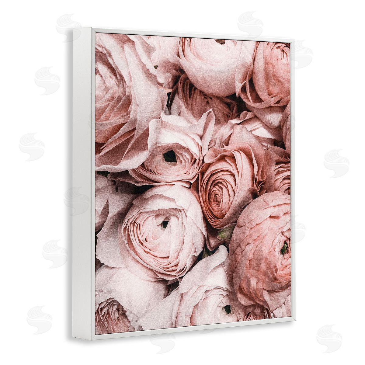 Pink Muted Peonies White Frame Print Wall Art, Home Decor by Incado