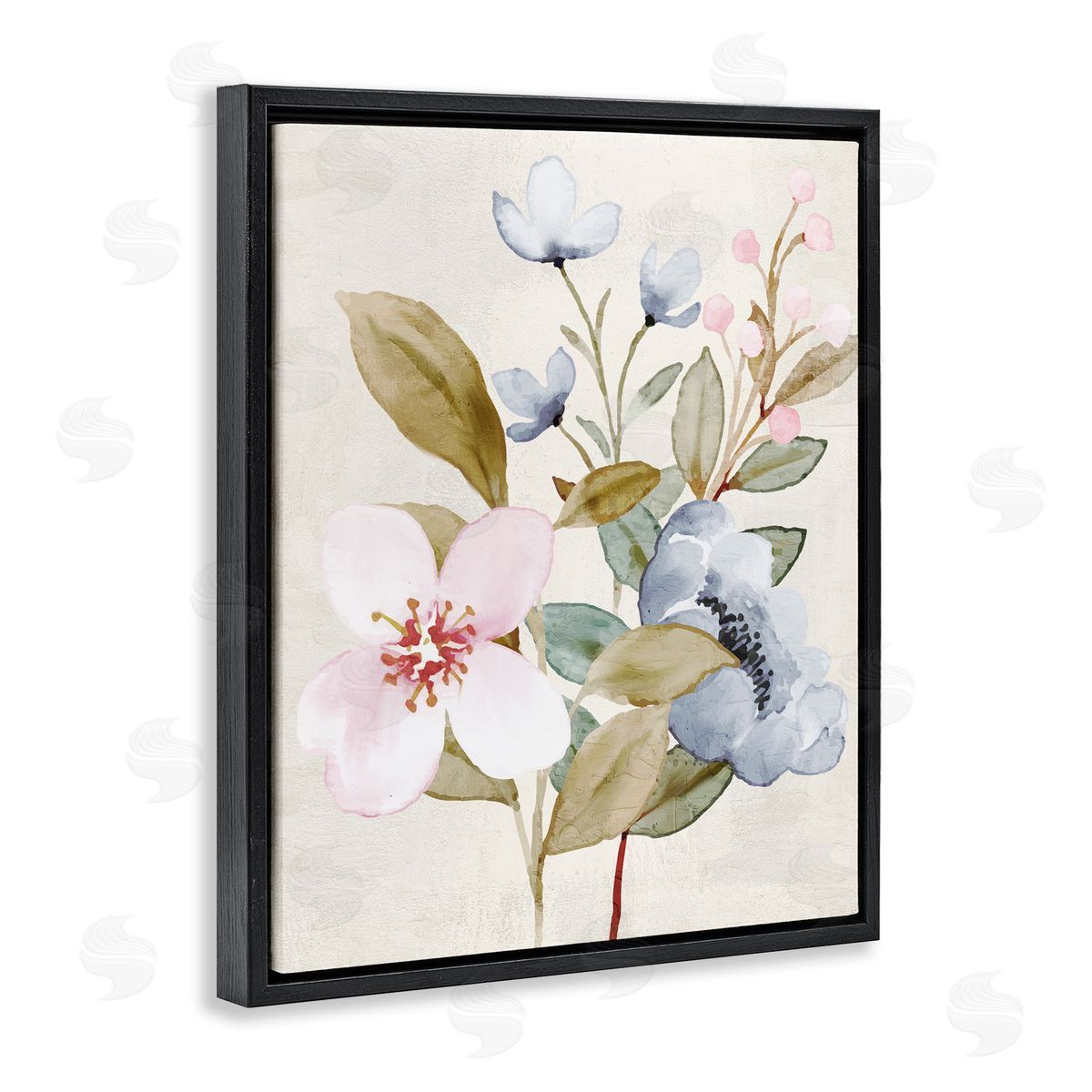 Kim Allen Soft Pastel Flowers Black Floater Frame Canvas Artside_