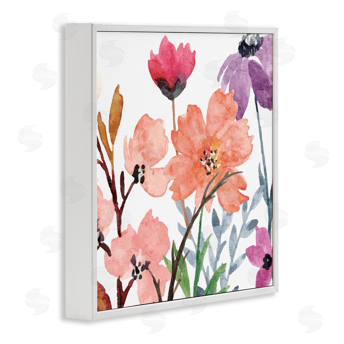 Kim Allen Soft Spring Florals White Framed Giclee Wall Artside_