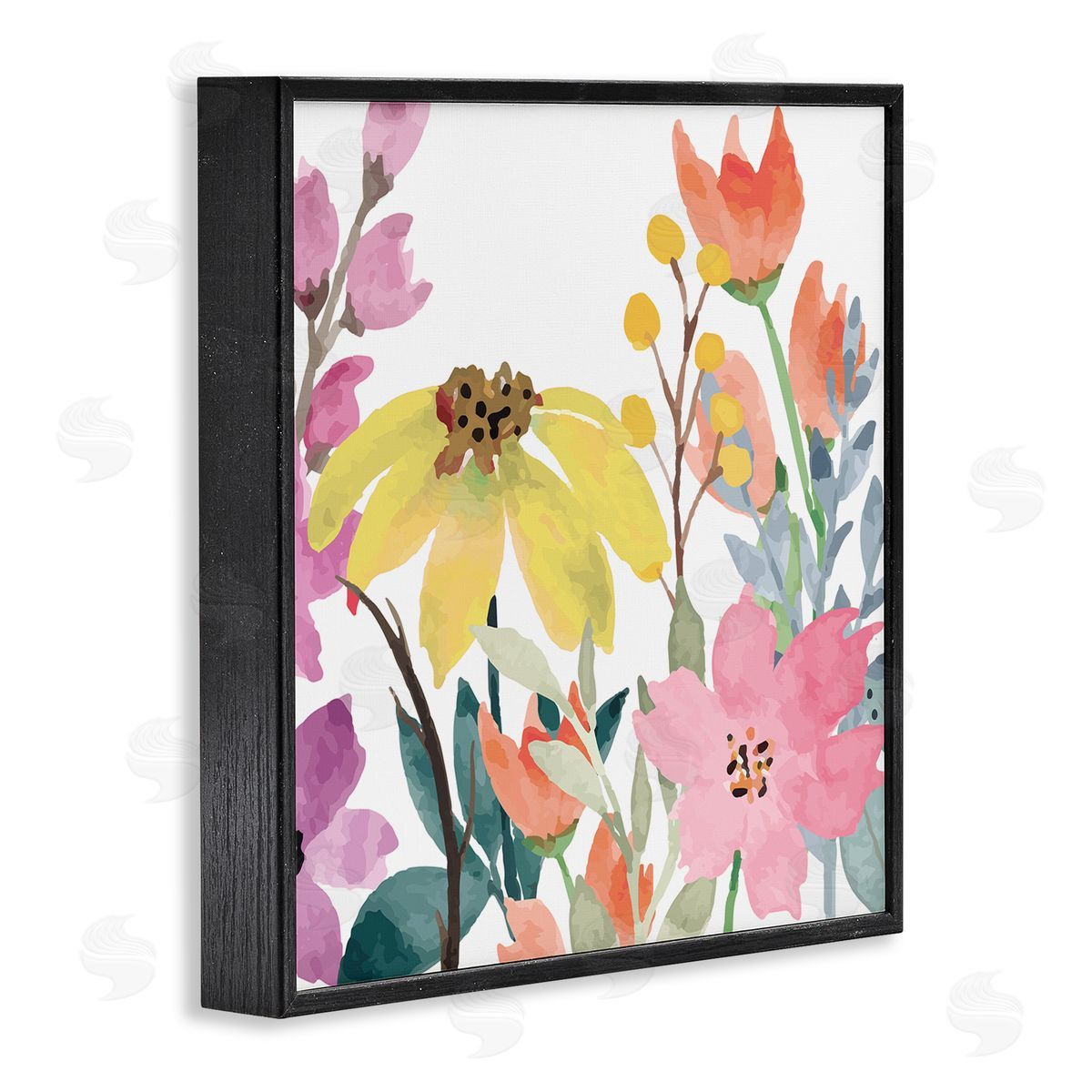 Kim Allen Soft Floral Garden Black Framed Giclee Wall Artside_