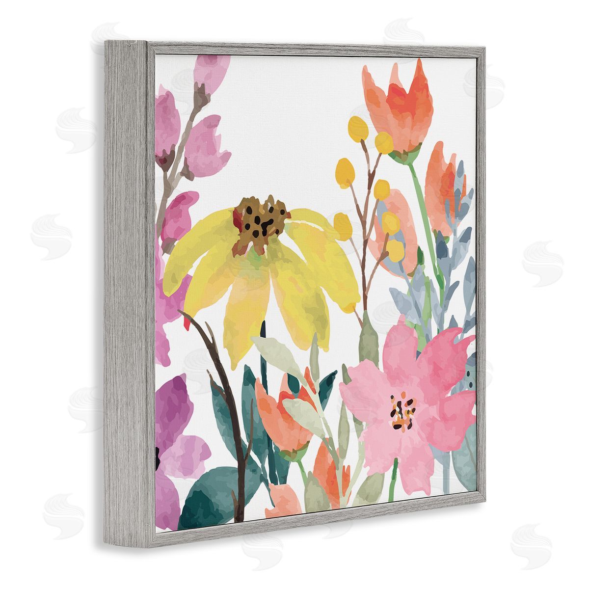 Kim Allen Soft Floral Garden Gray Framed Giclee Wall Artside_