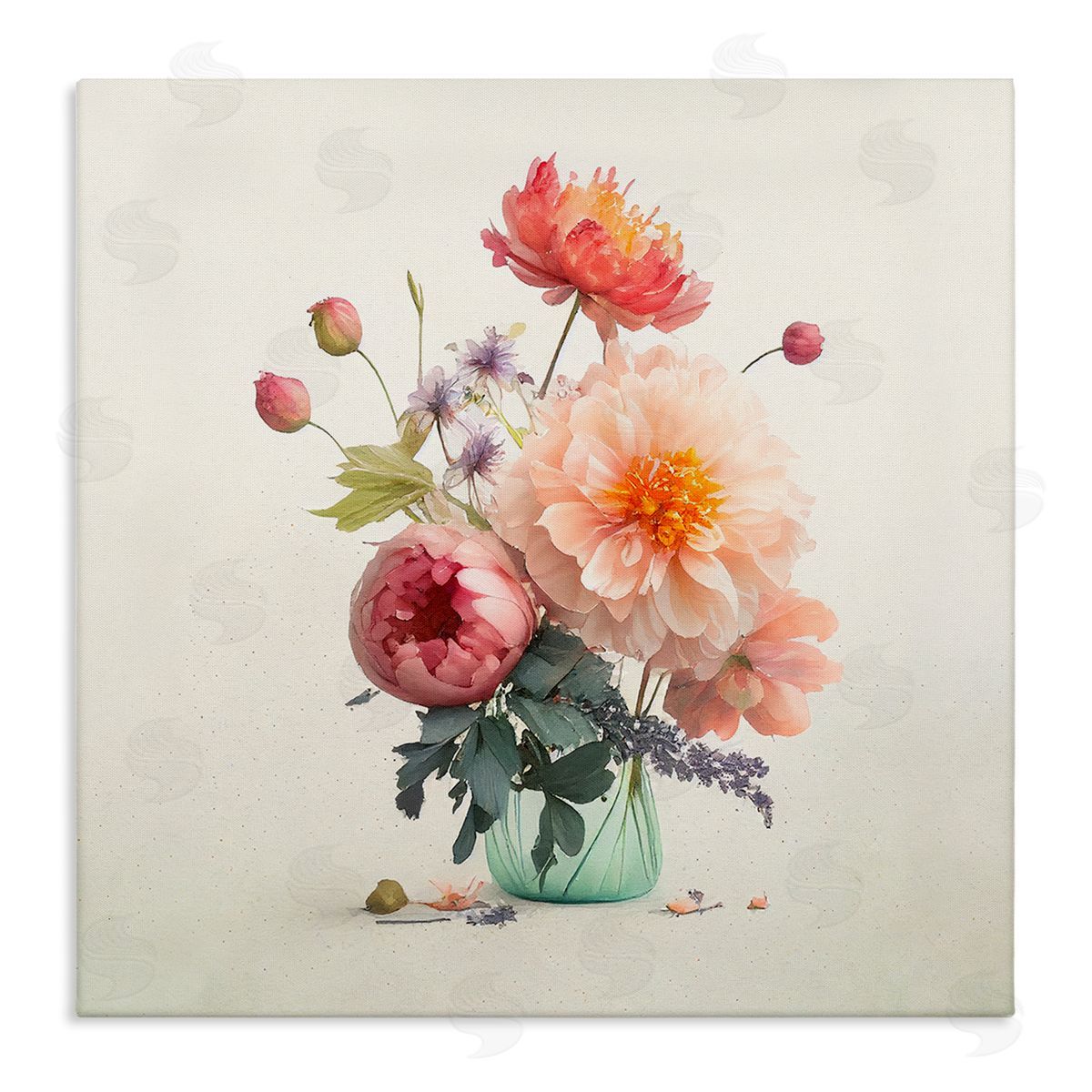 Leah McLean Dahlia & Roses Bouquet Canvas Wall Art