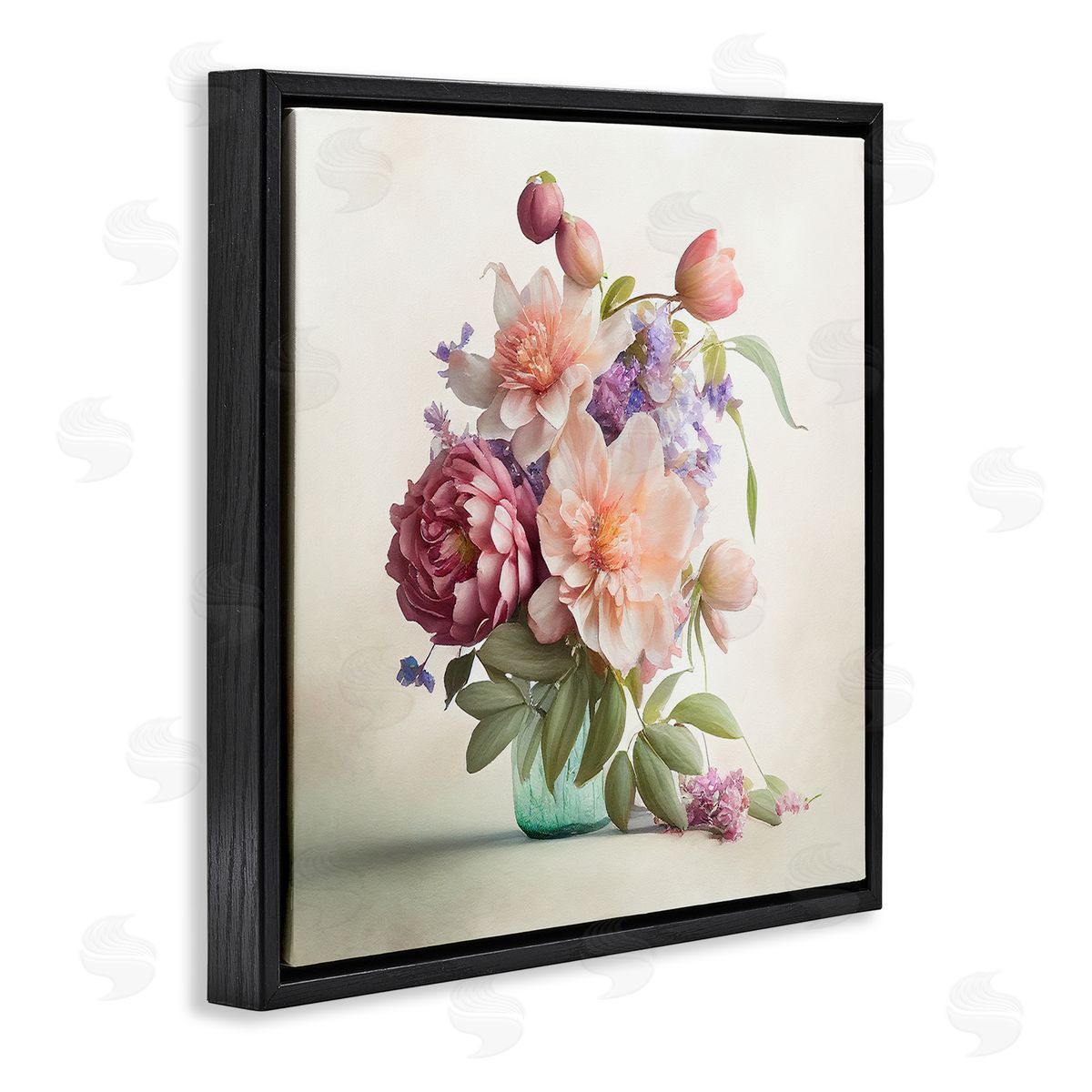 Leah McLean Mixed Country Florals Black Floater Frame Canvas Artside_