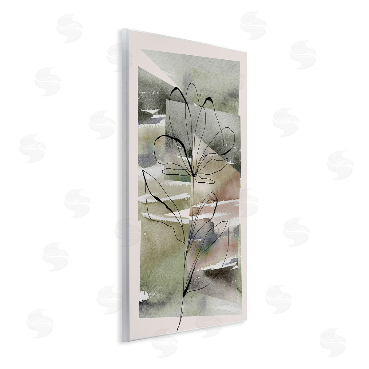 Divisha Mehta Flower Outline on Green Wall Plaque Artside_