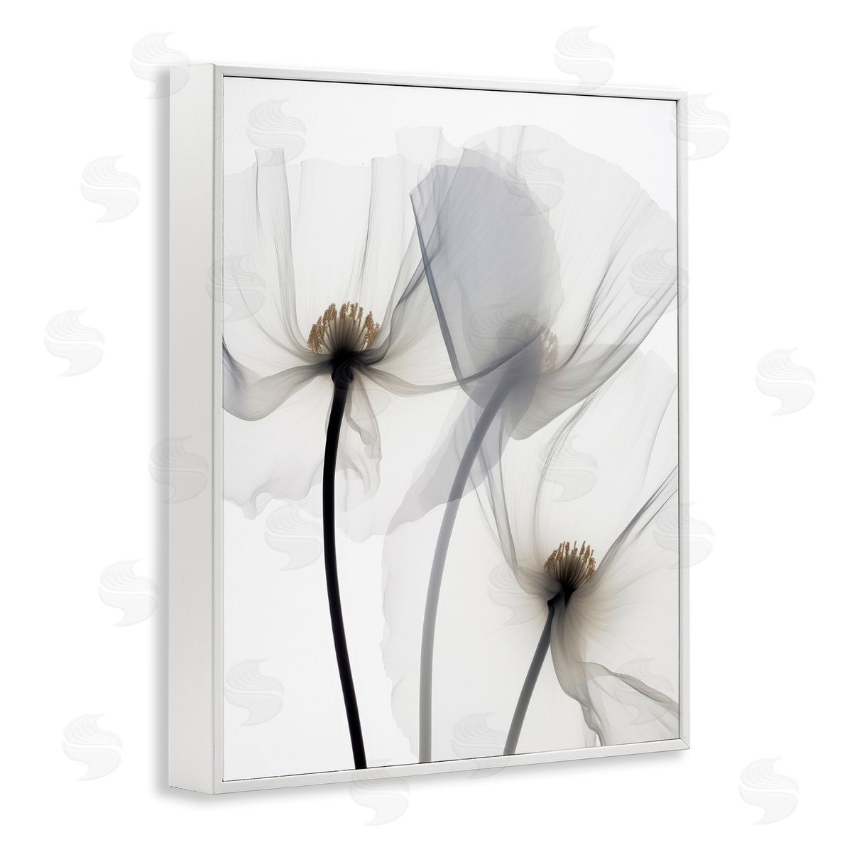 Irena Orlov Modern White Poppies White Framed Giclee Wall Artside_
