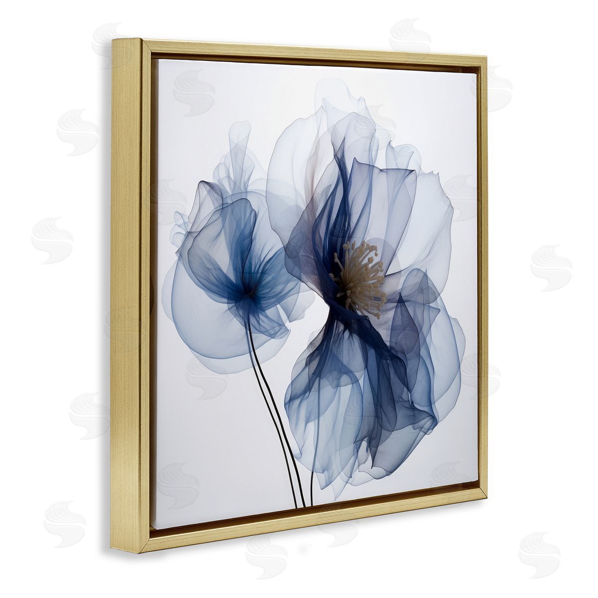 Irena Orlov Blue X-Ray Flowers Gold Floater Frame Canvas Artside_