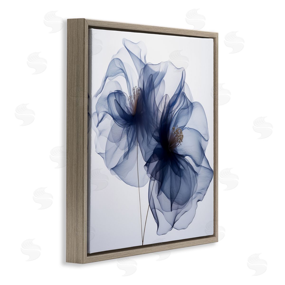 Irena Orlov Blue Modern Bloom Brown Floater Frame Canvas Artside_