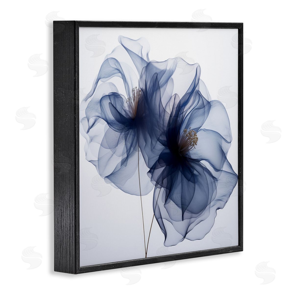 Irena Orlov Blue Modern Bloom Black Framed Giclee Wall Artside_