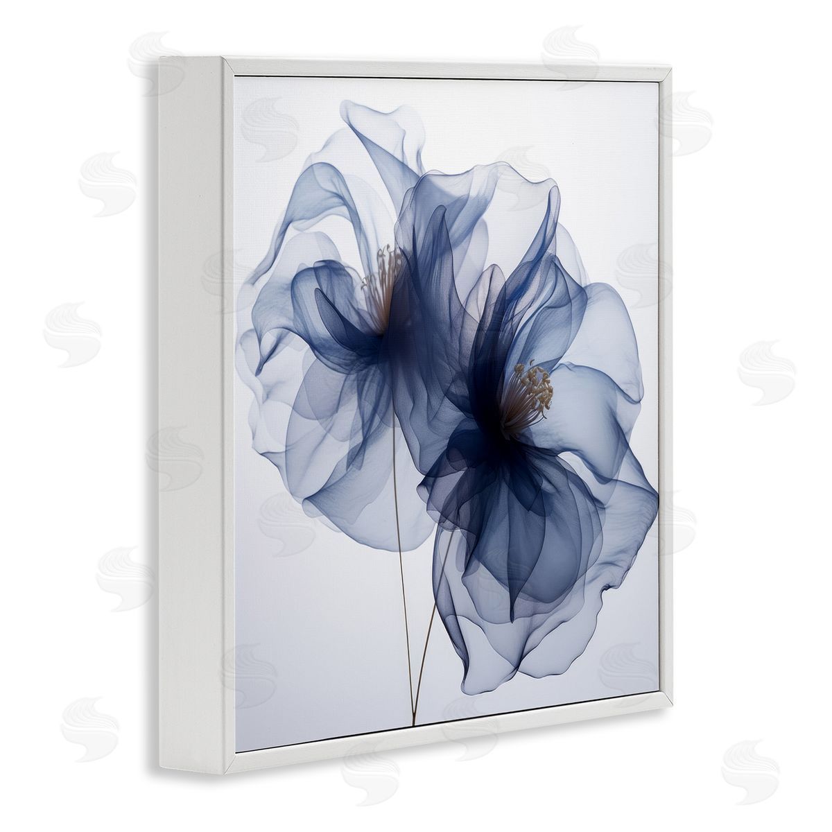 Irena Orlov Blue Modern Bloom White Framed Giclee Wall Artside_
