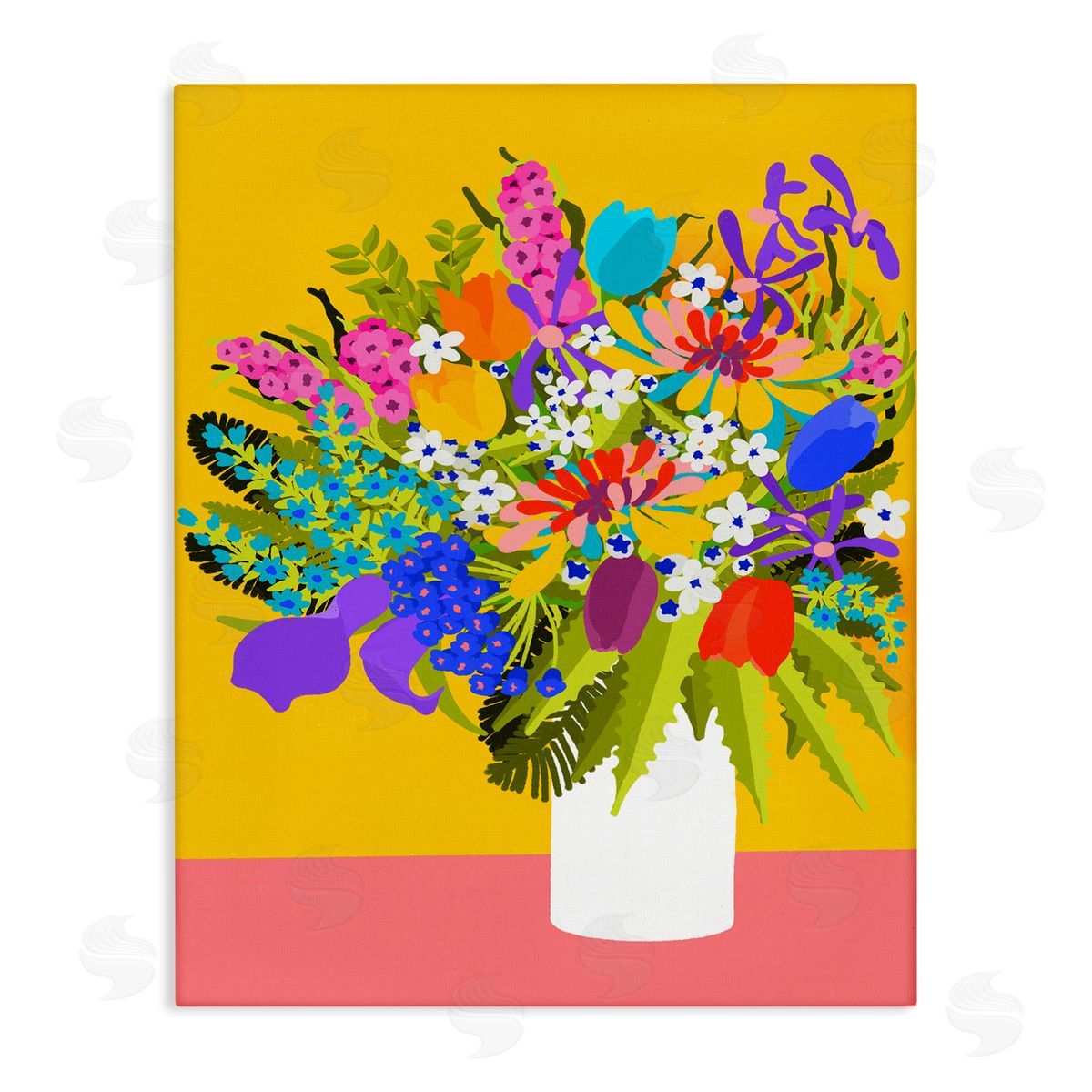 Pragya Kothari Bouquet on Yellow Canvas Wall Art