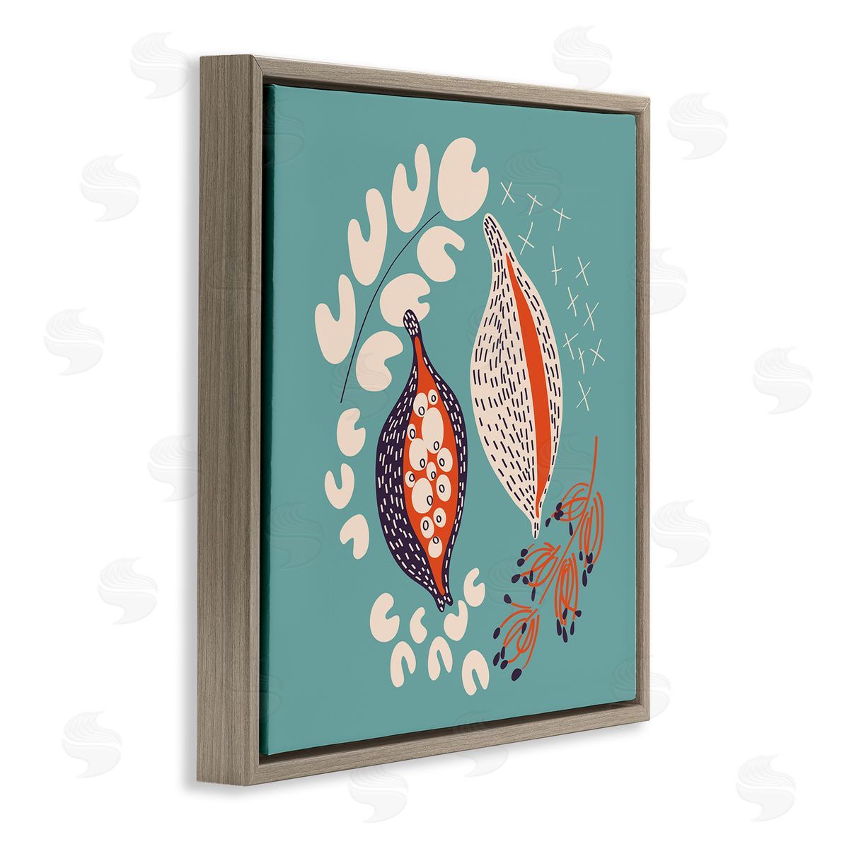 Pragya Kothari Botanical Seeds on Blue Brown Floater Frame Canvas Artside_