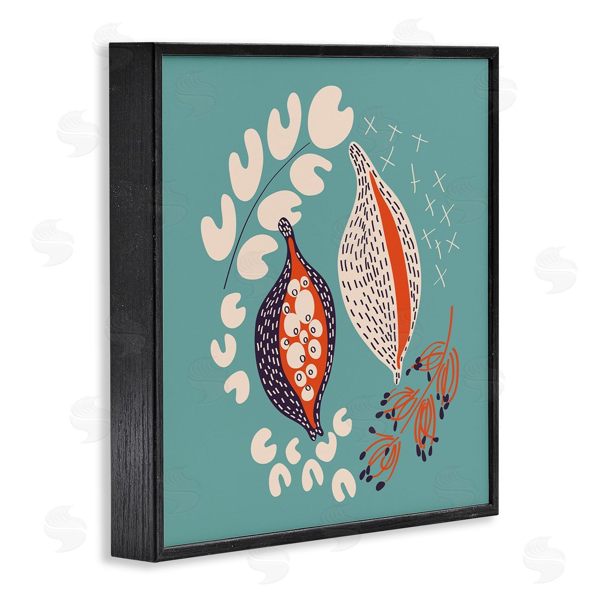 Pragya Kothari Botanical Seeds on Blue Black Framed Giclee Wall Artside_