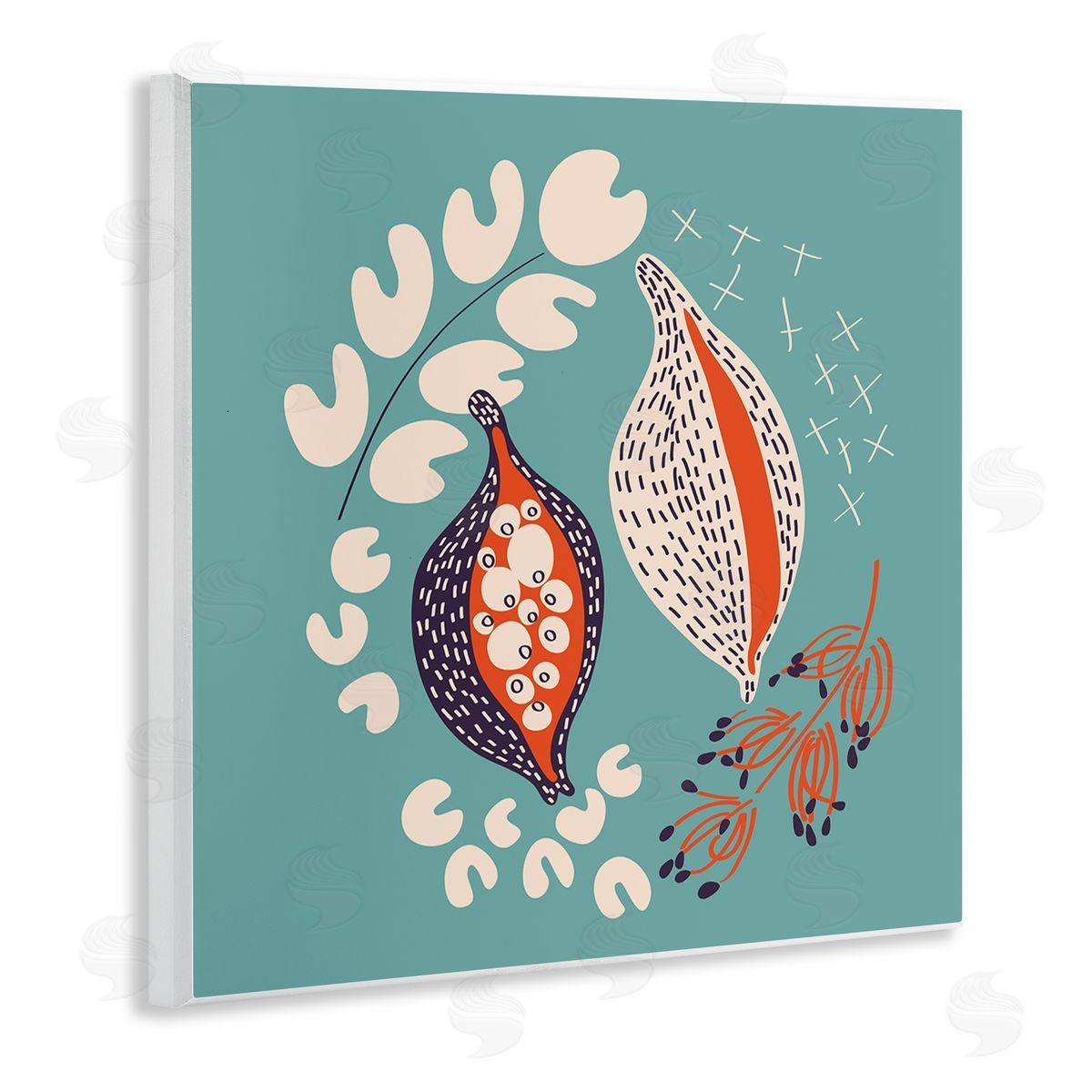 Pragya Kothari Botanical Seeds on Blue Wall Plaque Artside_