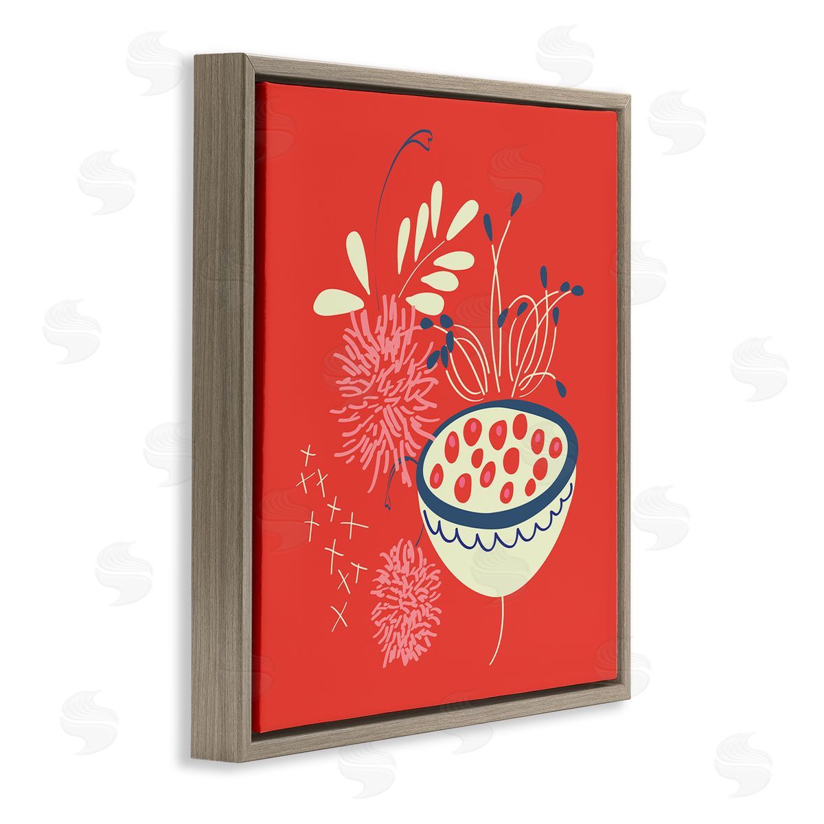 Pragya Kothari Red Botanical Seeds Brown Floater Frame Canvas Artside_